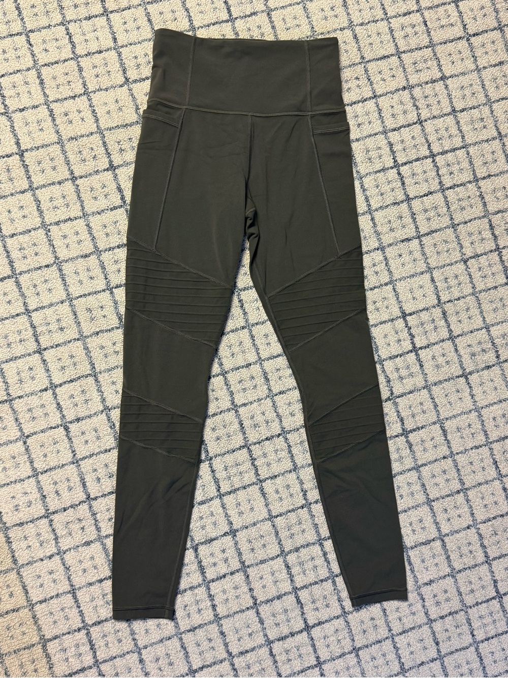 Athleta High-Waist Olive Green Moto Ribbed Leggings XS NWOT
